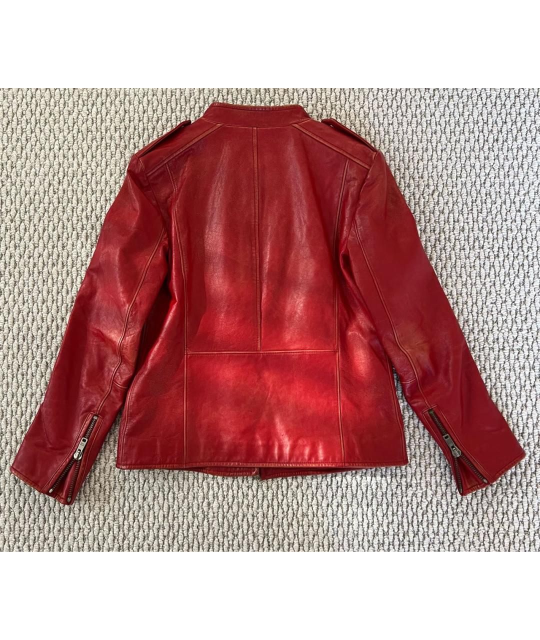 PRADA Бордовая кожаная куртка, фото 2