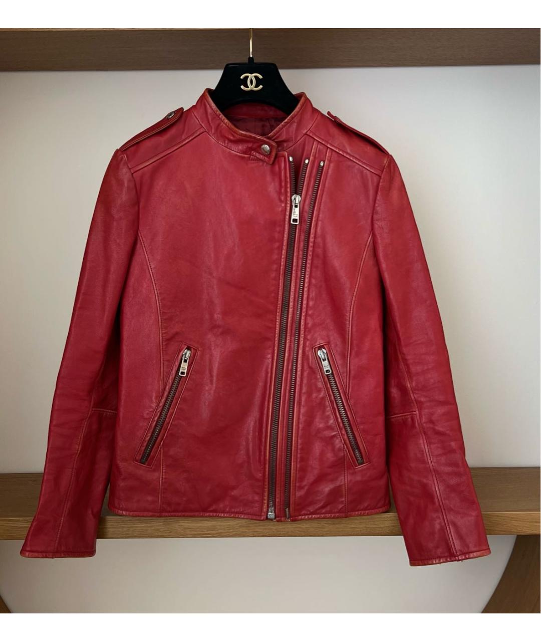 PRADA Бордовая кожаная куртка, фото 9