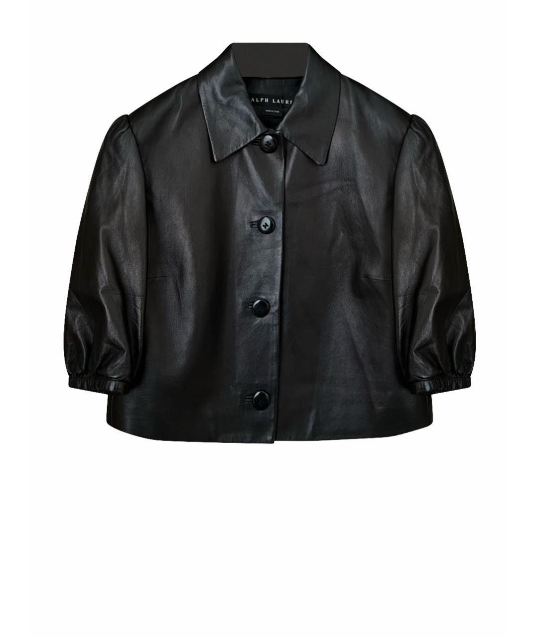 RALPH LAUREN Черная кожаная куртка, фото 1