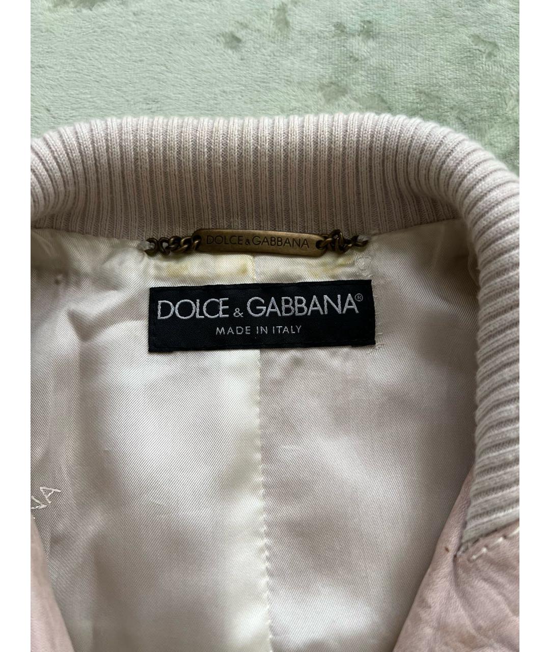 DOLCE&GABBANA Бежевая кожаная куртка, фото 4