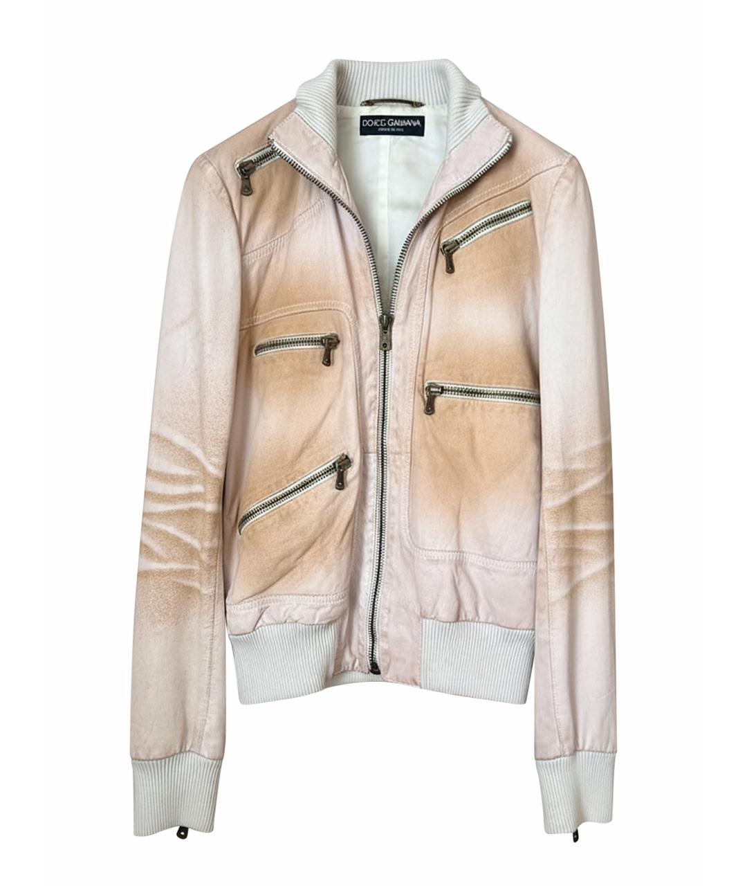 DOLCE&GABBANA Бежевая кожаная куртка, фото 1