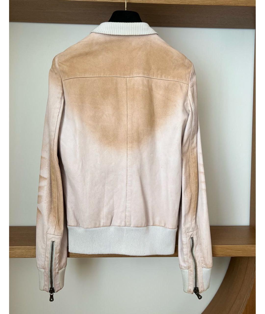 DOLCE&GABBANA Бежевая кожаная куртка, фото 2