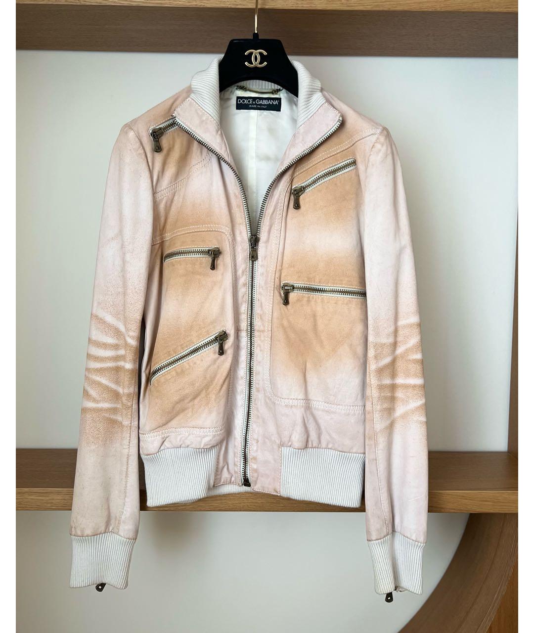 DOLCE&GABBANA Бежевая кожаная куртка, фото 9