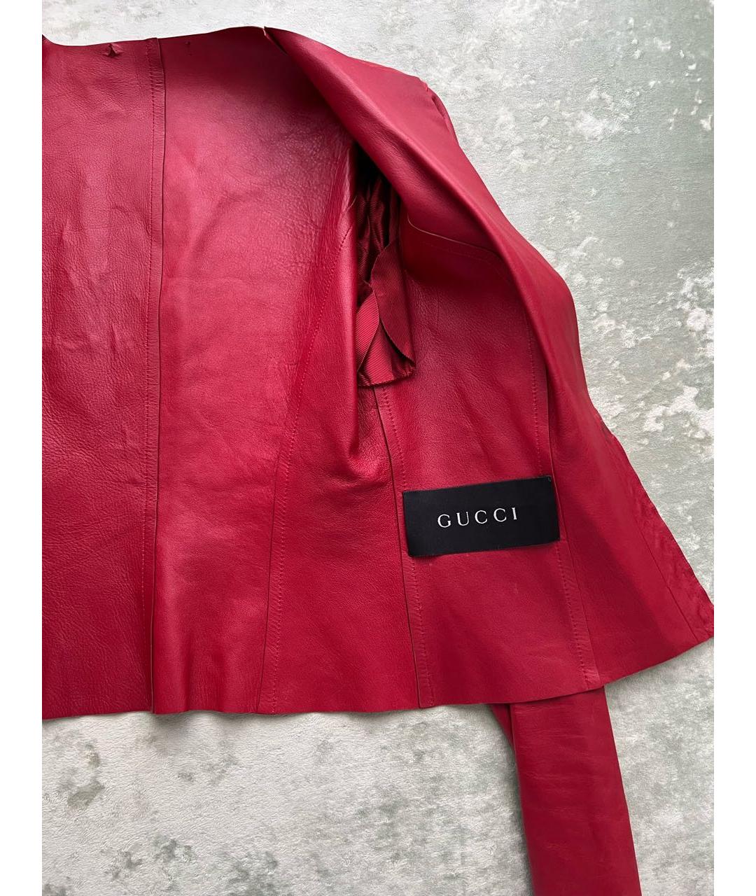 GUCCI Красная кожаная куртка, фото 6