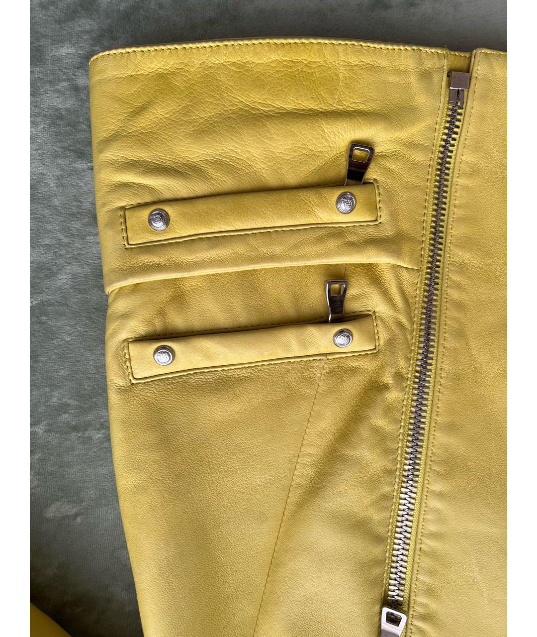 BALMAIN Желтая кожаная куртка, фото 6