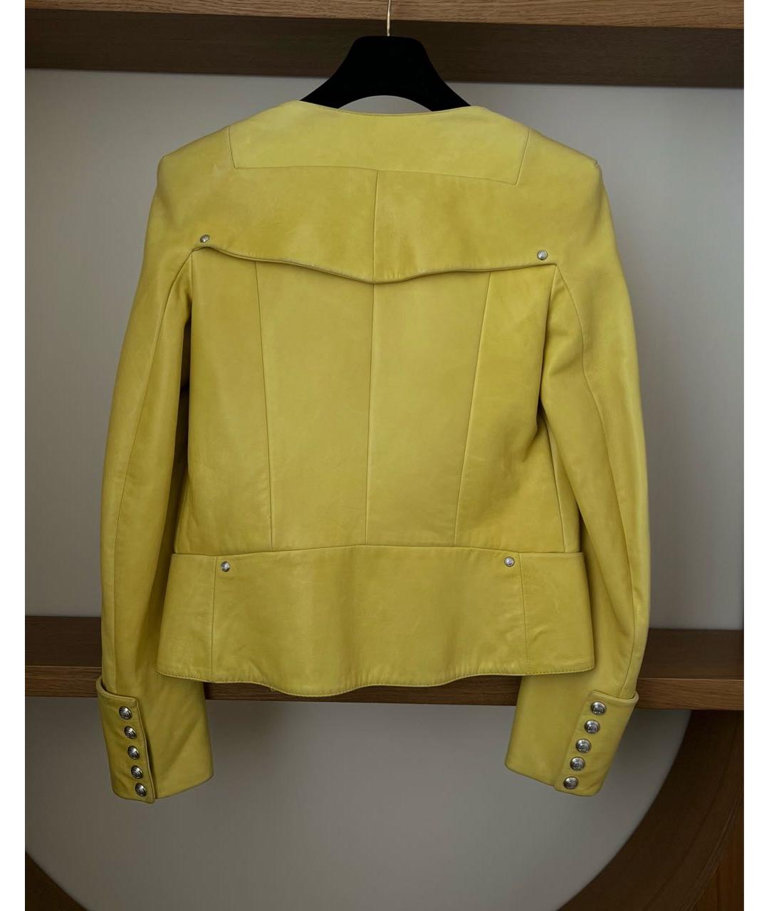 BALMAIN Желтая кожаная куртка, фото 2