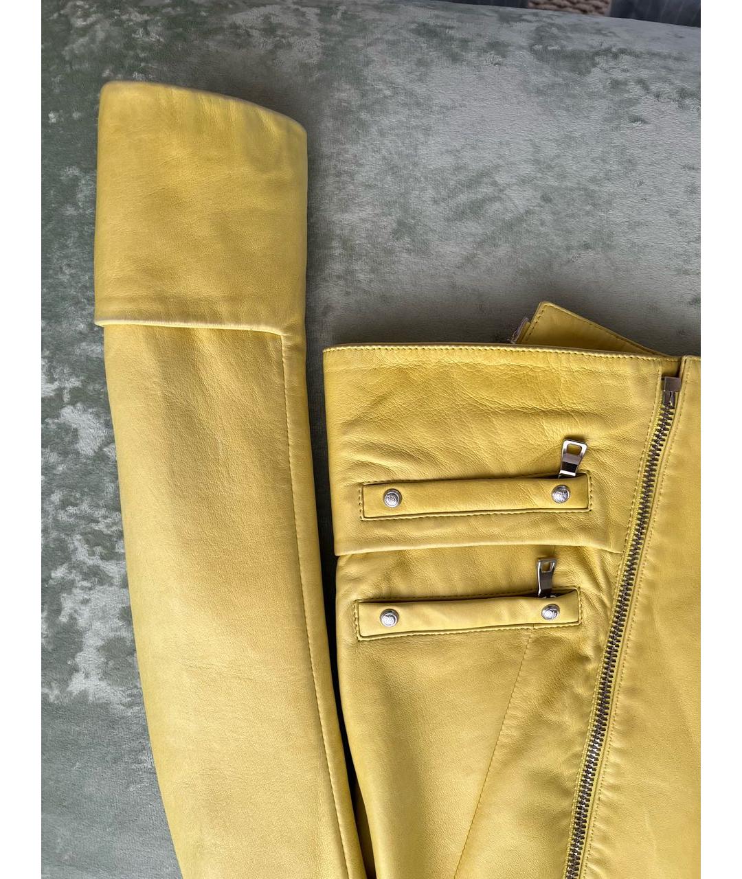 BALMAIN Желтая кожаная куртка, фото 7