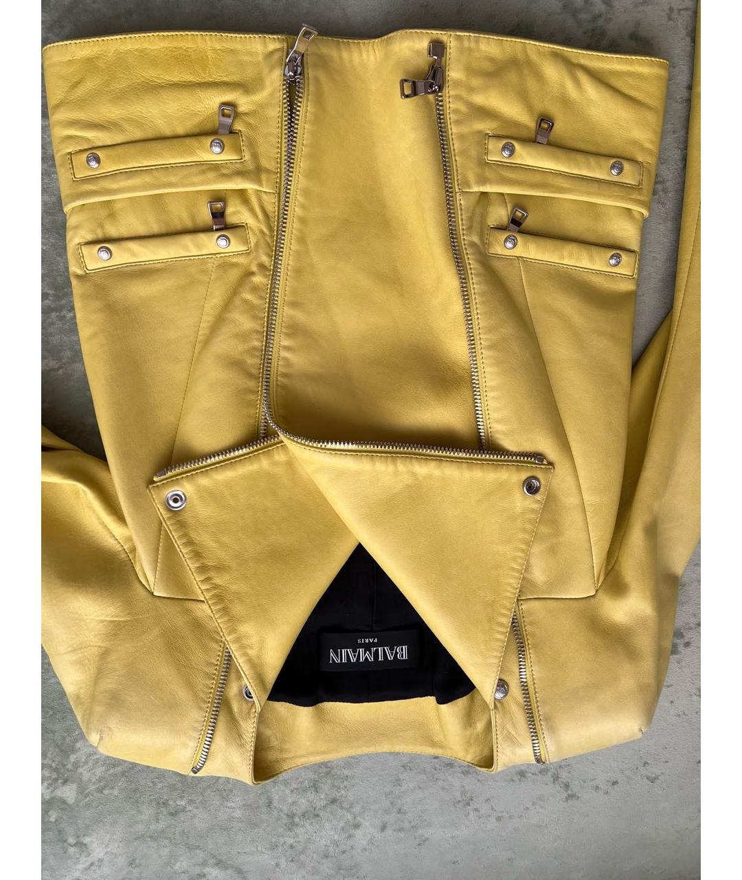 BALMAIN Желтая кожаная куртка, фото 4