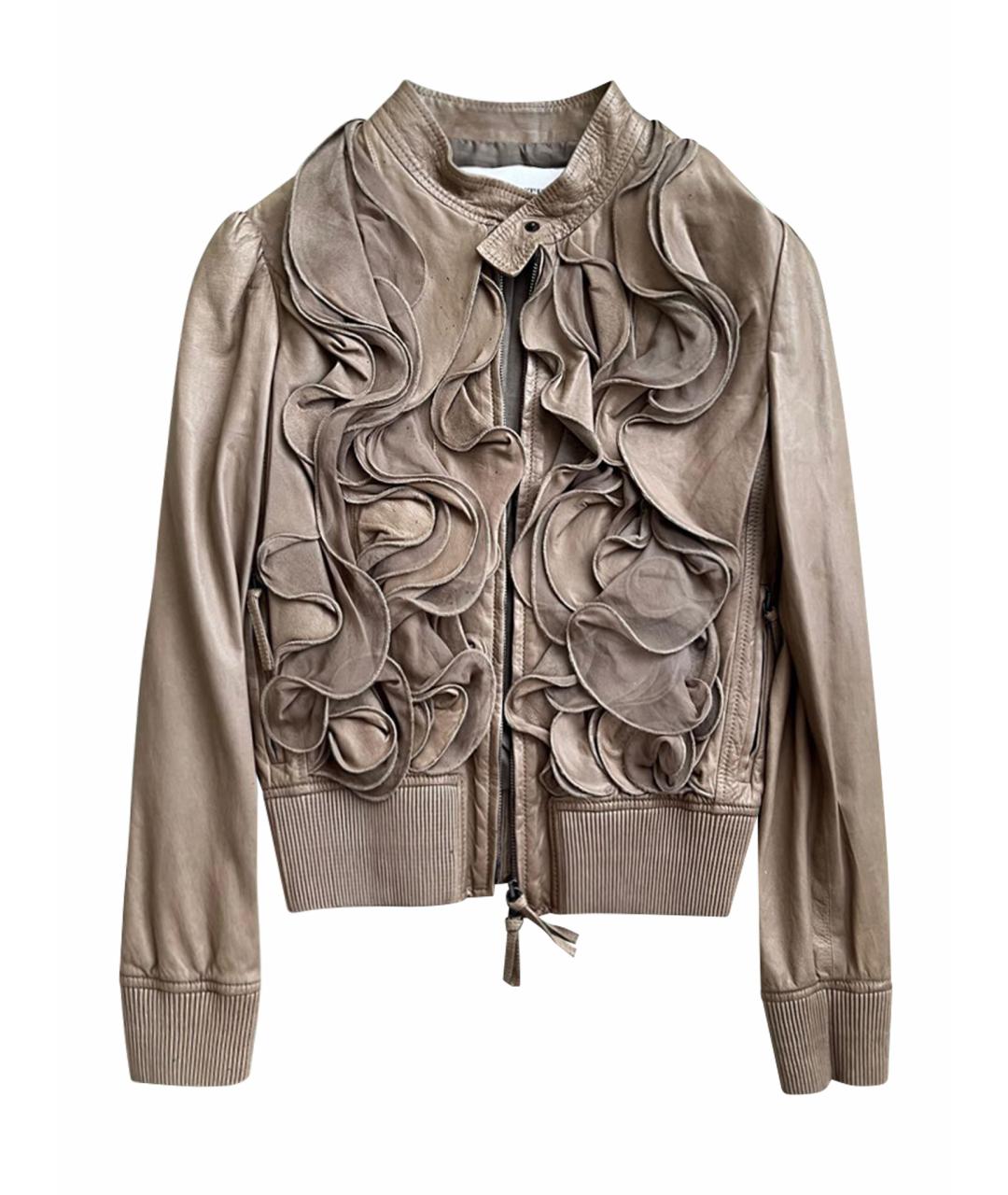 VALENTINO Бежевая кожаная куртка, фото 1