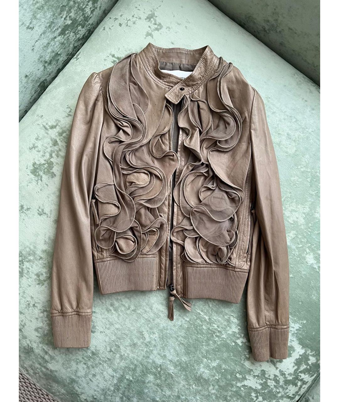 VALENTINO Бежевая кожаная куртка, фото 9