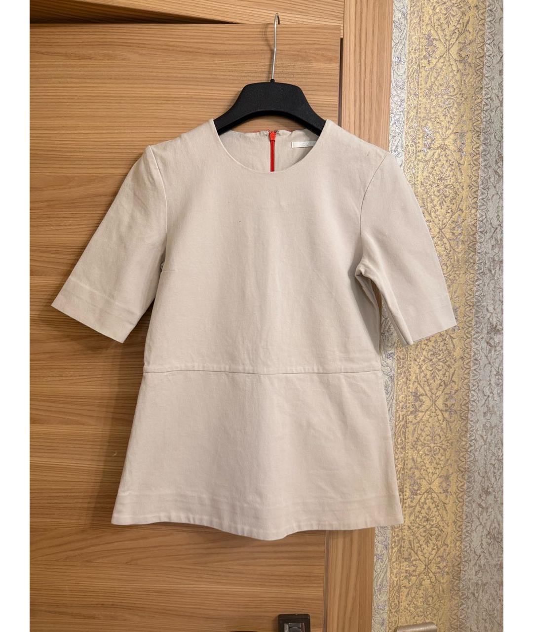 COS Бежевая хлопко-эластановая блузы, фото 4