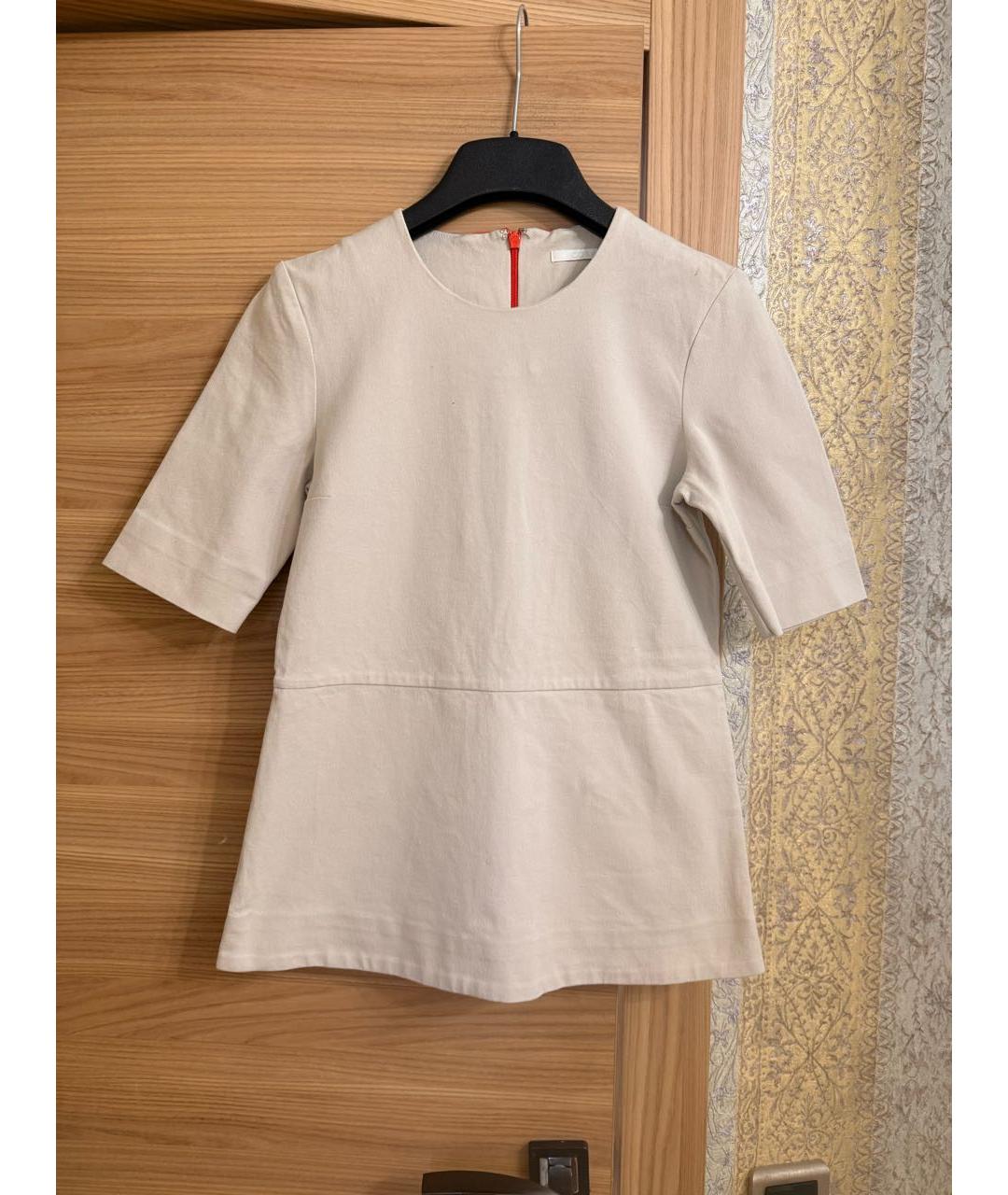 COS Бежевая хлопко-эластановая блузы, фото 8