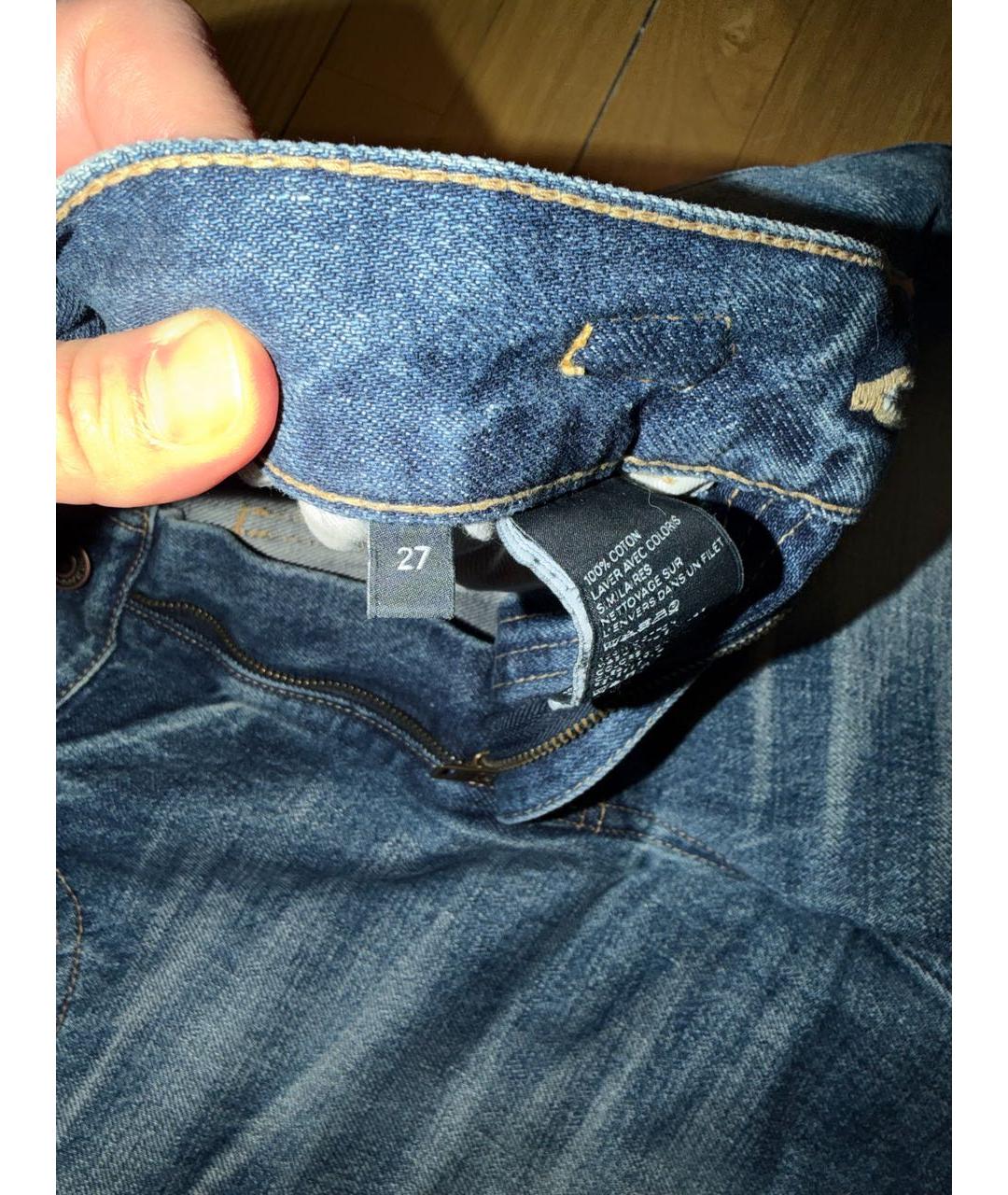 CELINE Синие хлопковые прямые джинсы, фото 5
