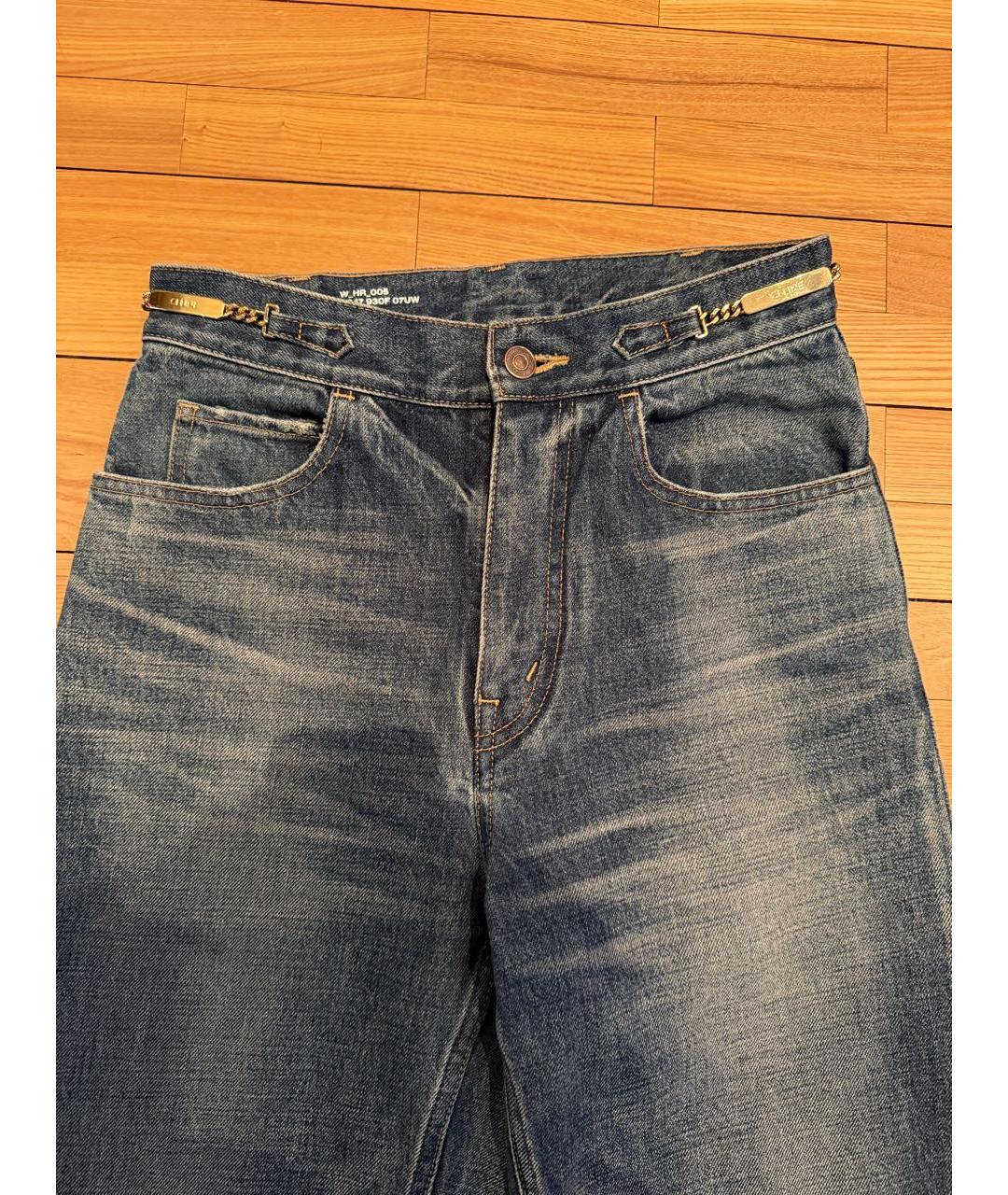 CELINE Синие хлопковые прямые джинсы, фото 4