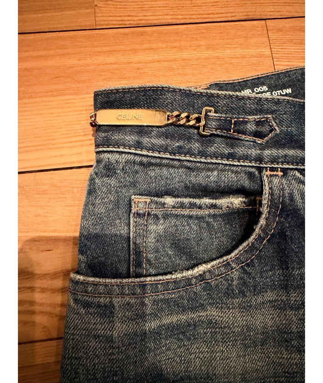 CELINE Синие хлопковые прямые джинсы, фото 3
