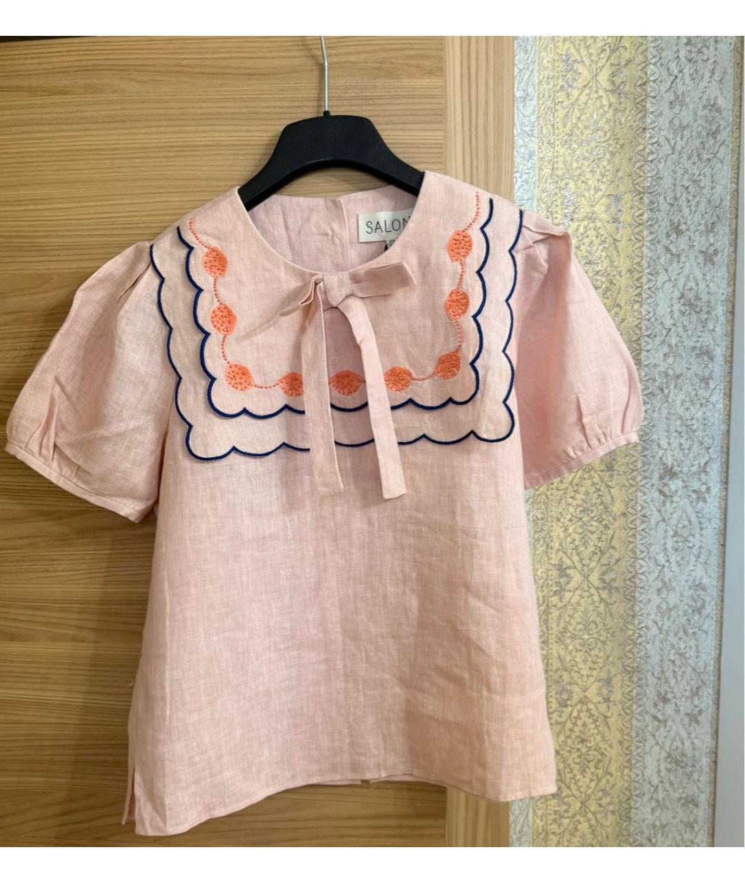 SALONI Коралловая льняная блузы, фото 2