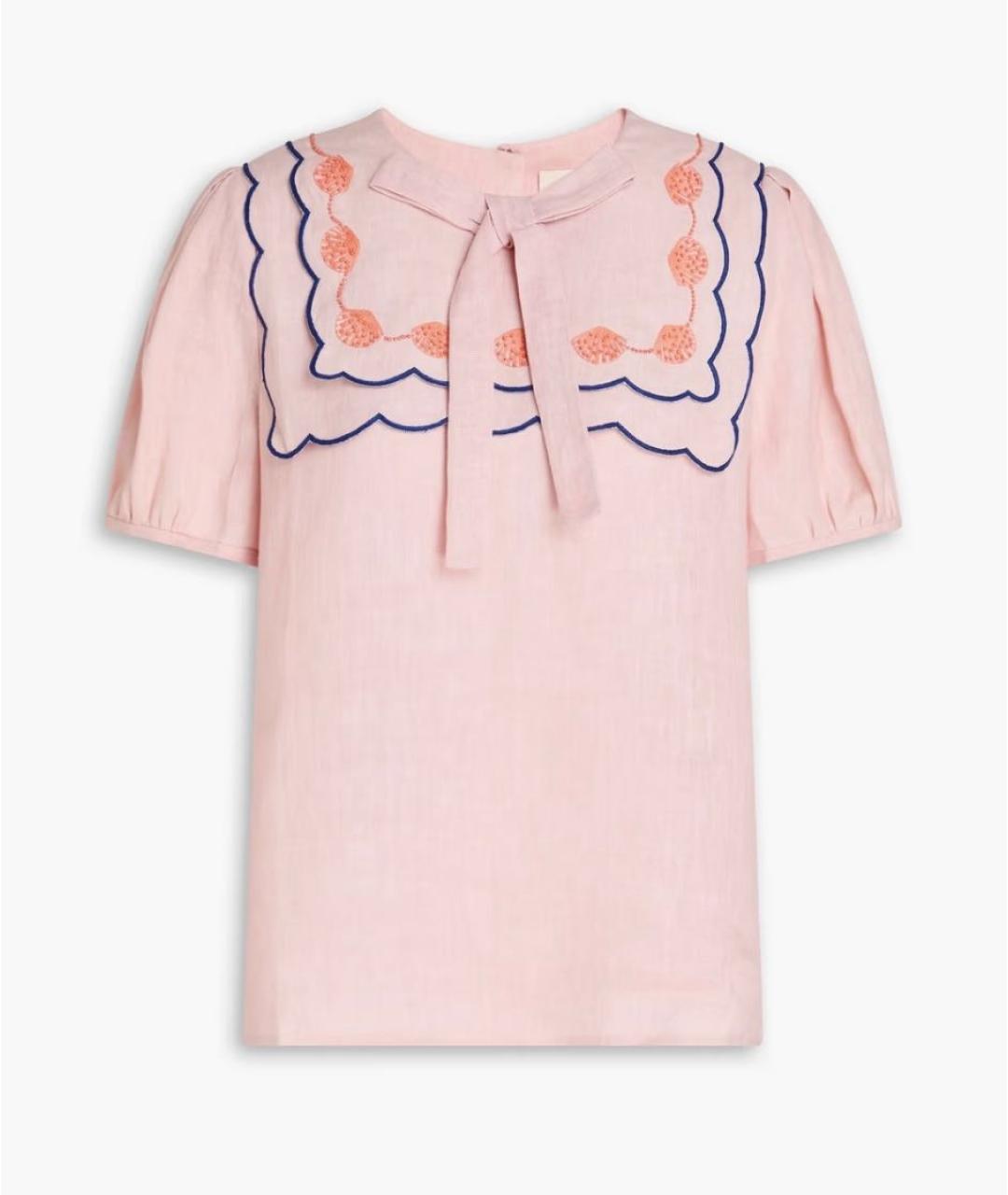 SALONI Коралловая льняная блузы, фото 9