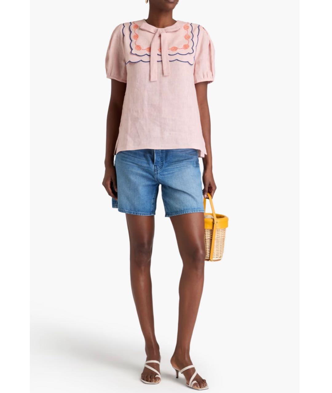 SALONI Коралловая льняная блузы, фото 7