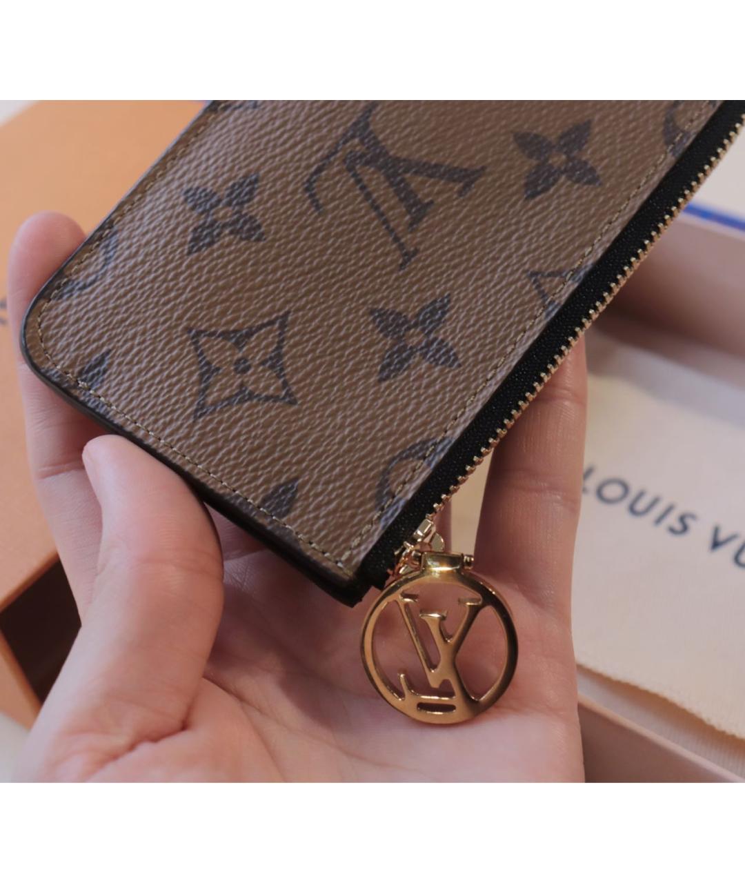 LOUIS VUITTON Коричневый кожаный кардхолдер, фото 4