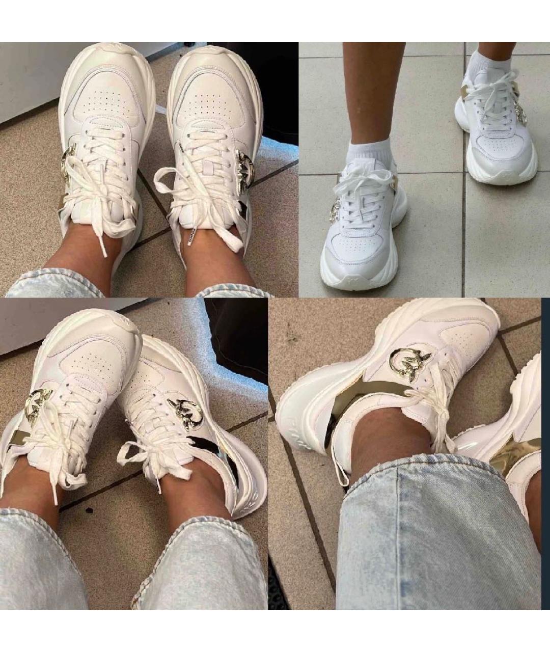 PINKO Белые кожаные кроссовки, фото 7