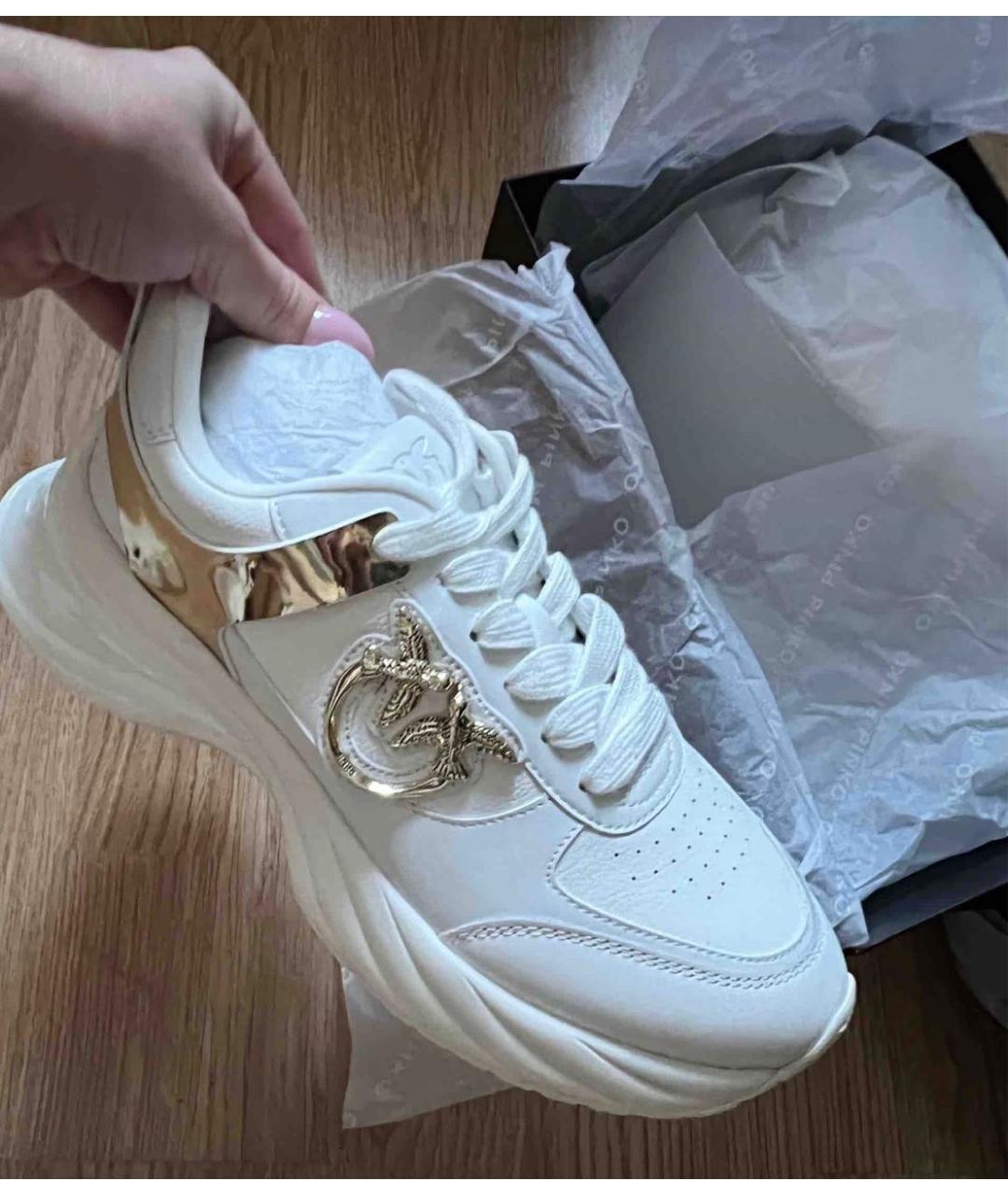 PINKO Белые кожаные кроссовки, фото 4