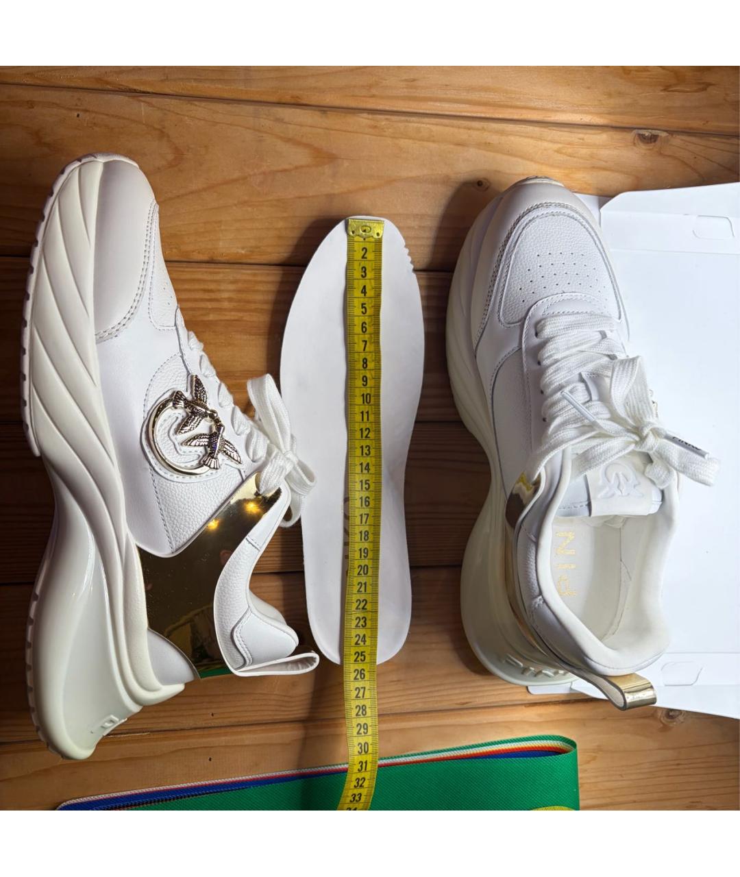 PINKO Белые кожаные кроссовки, фото 5