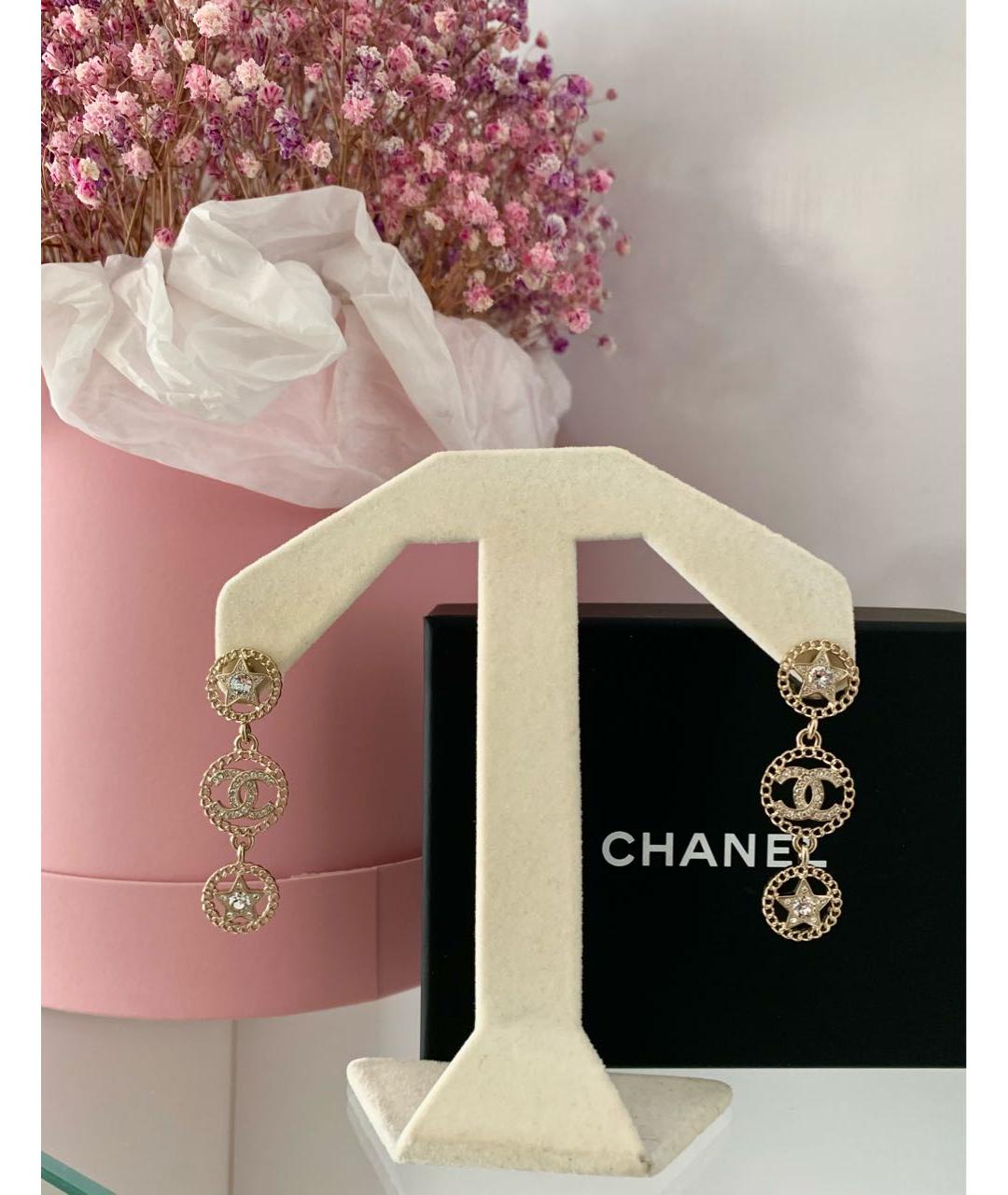CHANEL Золотые металлические серьги, фото 5