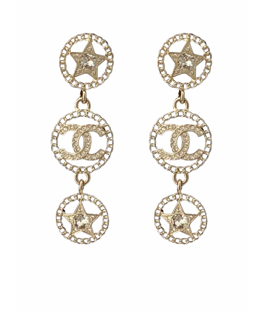 CHANEL Золотые металлические серьги, фото 1