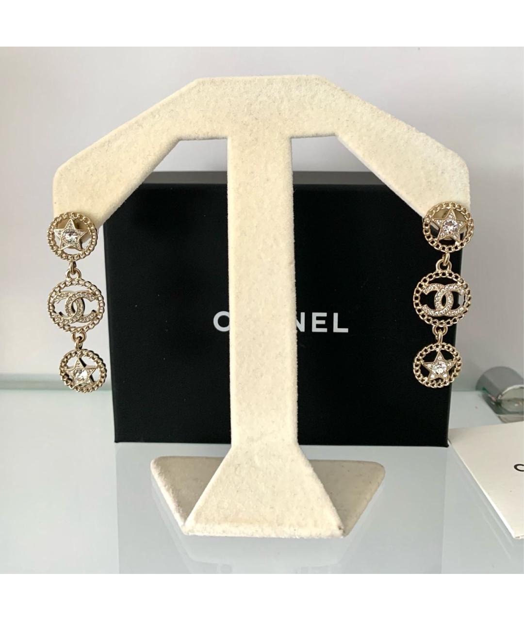 CHANEL Золотые металлические серьги, фото 3
