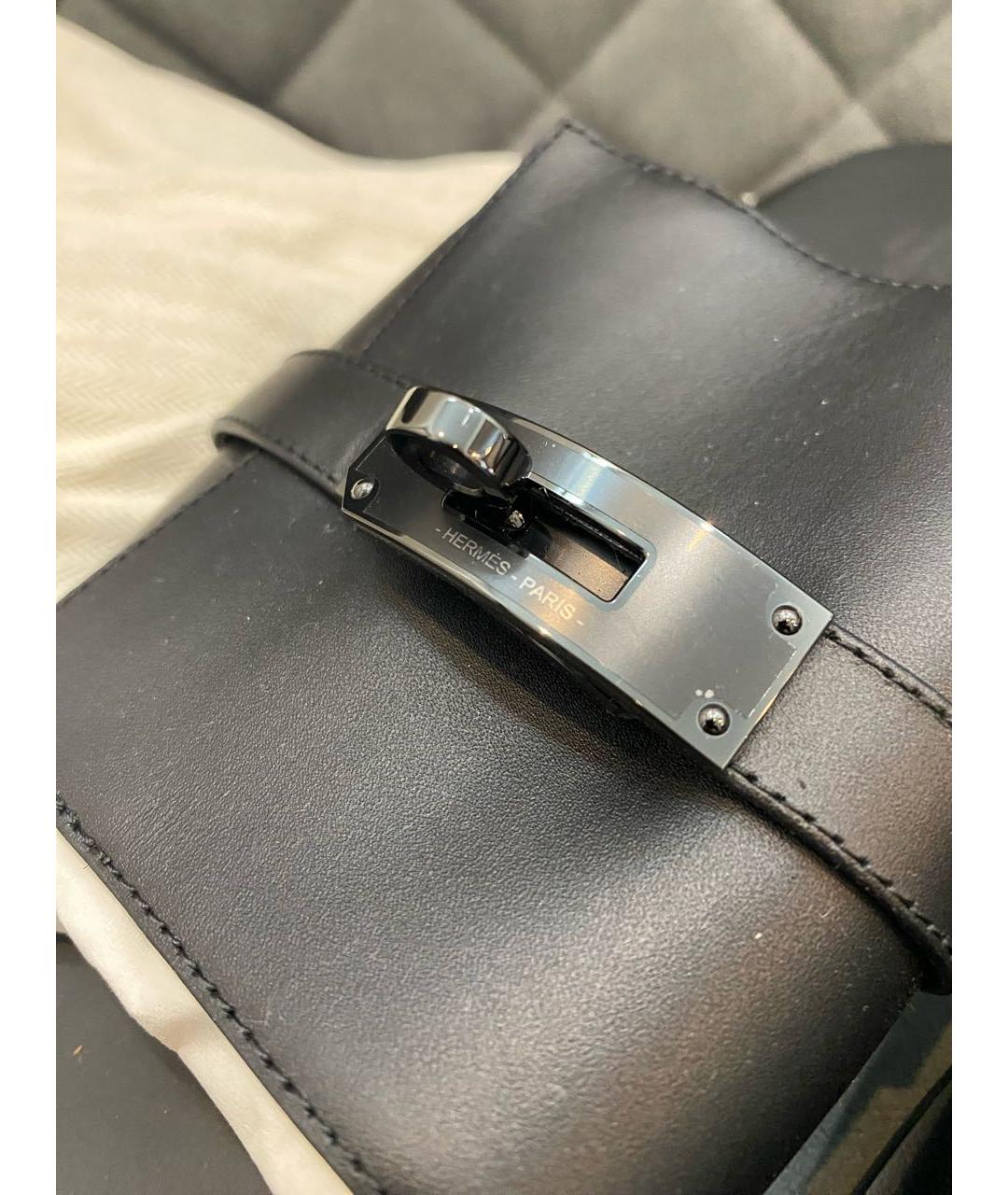 HERMES Черные кожаные шлепанцы, фото 4