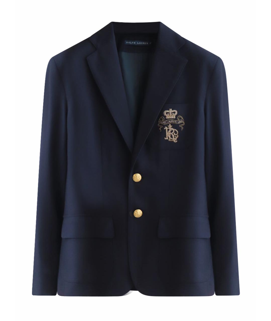 RALPH LAUREN Темно-синий шерстяной жакет/пиджак, фото 1