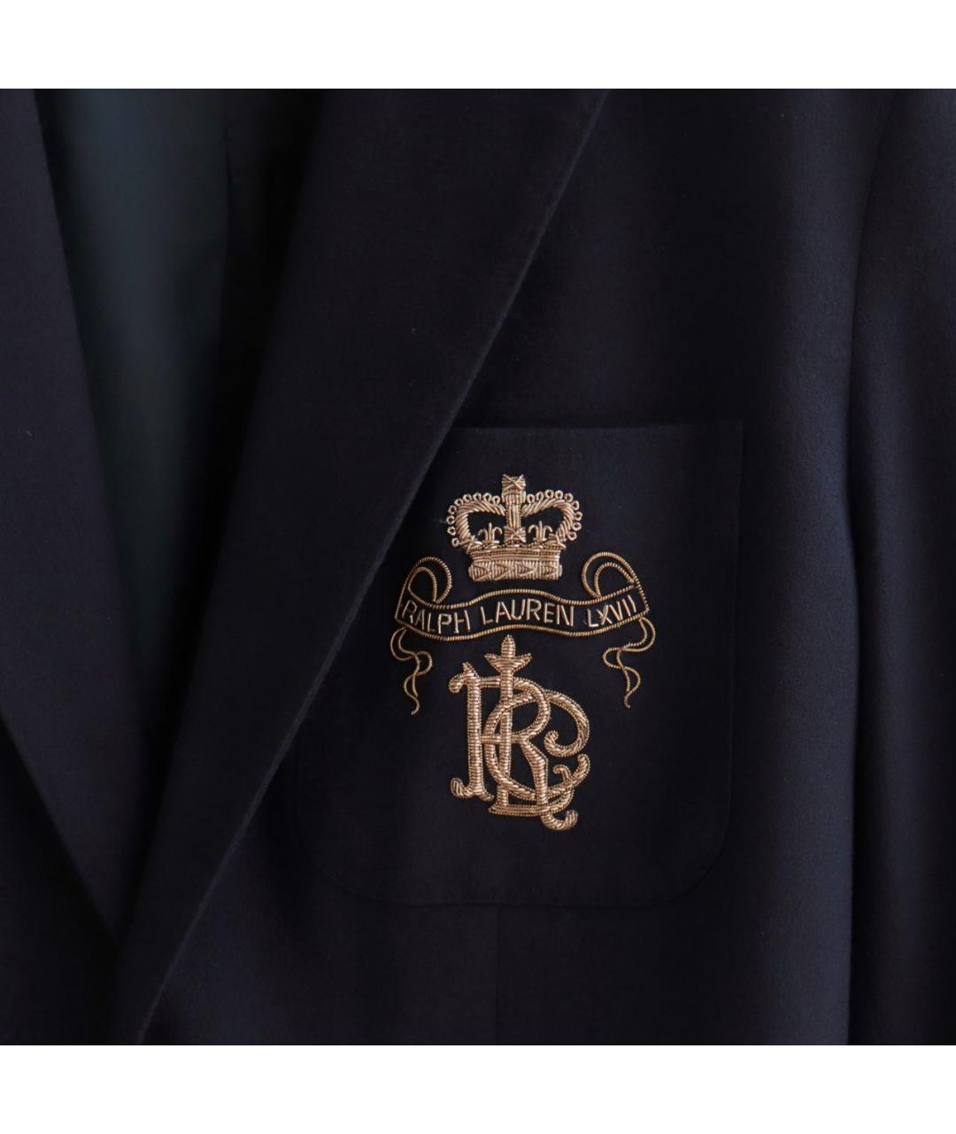 RALPH LAUREN Темно-синий шерстяной жакет/пиджак, фото 4