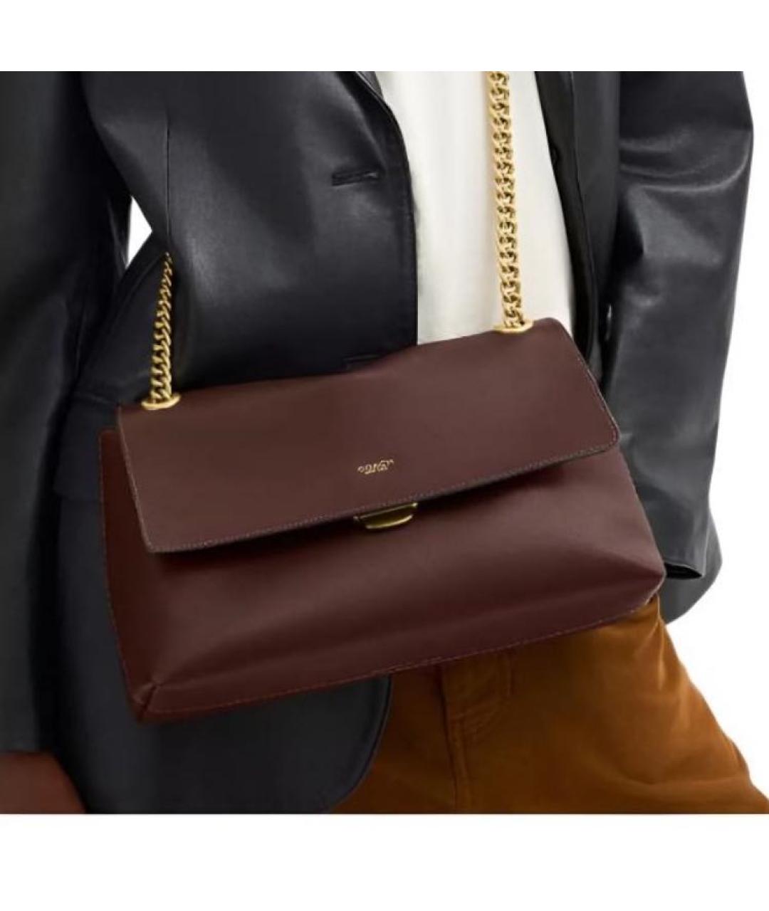COACH Коричневая кожаная сумка через плечо, фото 4