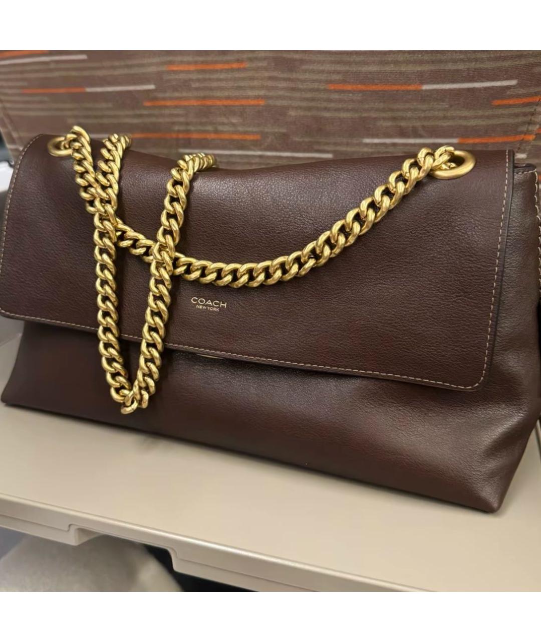 COACH Коричневая кожаная сумка через плечо, фото 8
