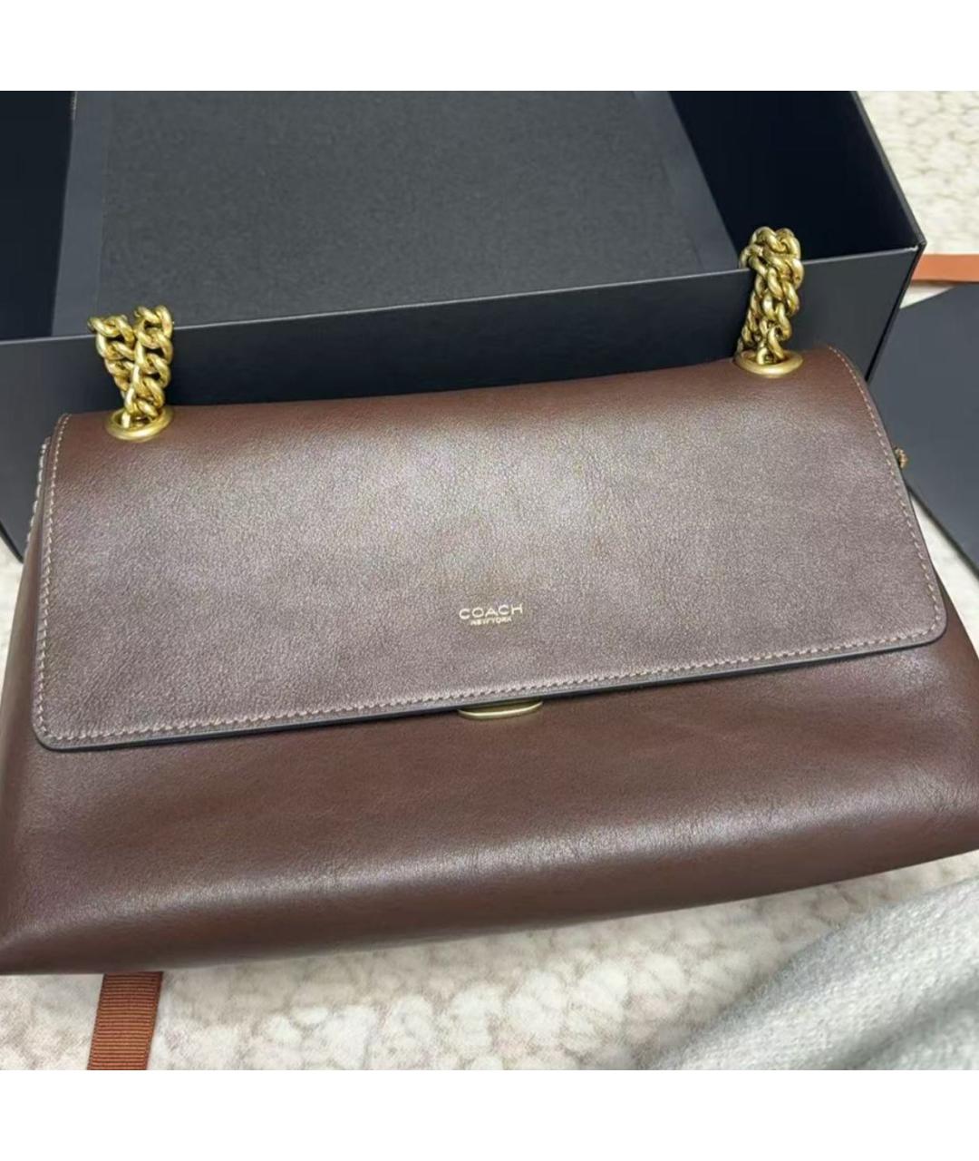 COACH Коричневая кожаная сумка через плечо, фото 7