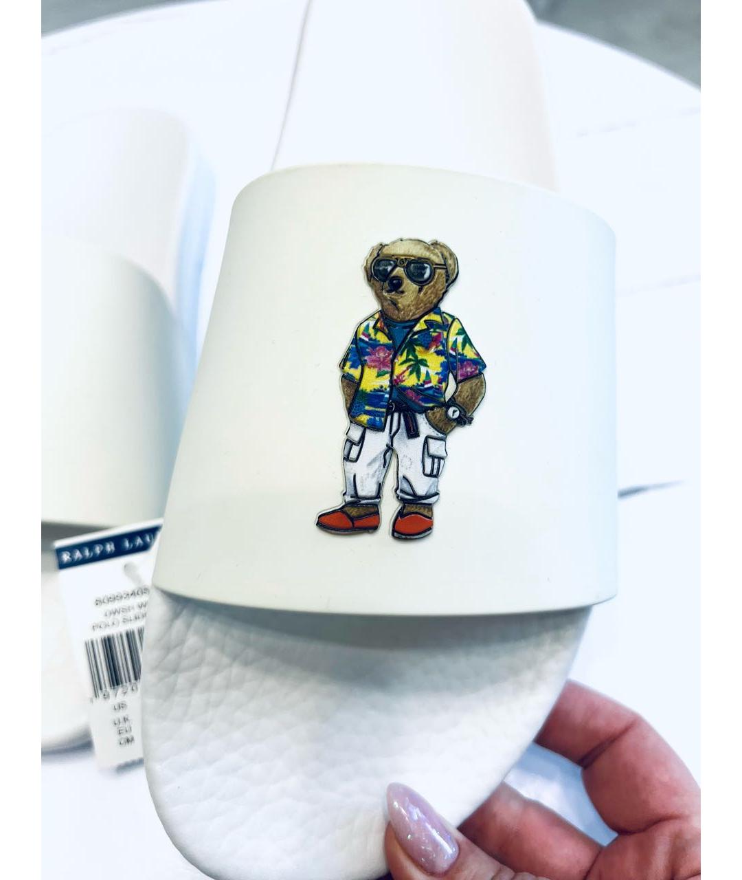 POLO RALPH LAUREN Белые резиновые шлепанцы, фото 4