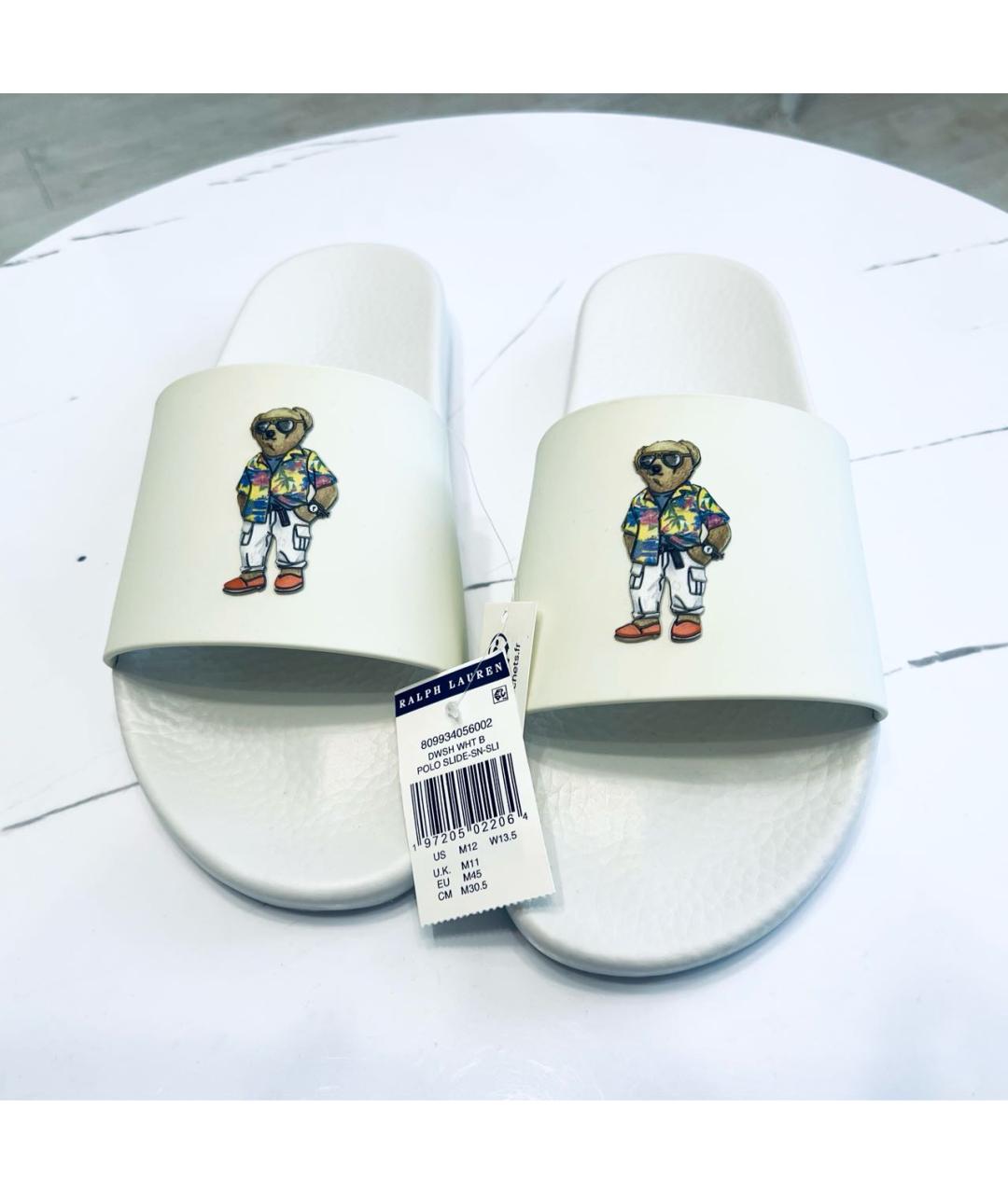 POLO RALPH LAUREN Белые резиновые шлепанцы, фото 3