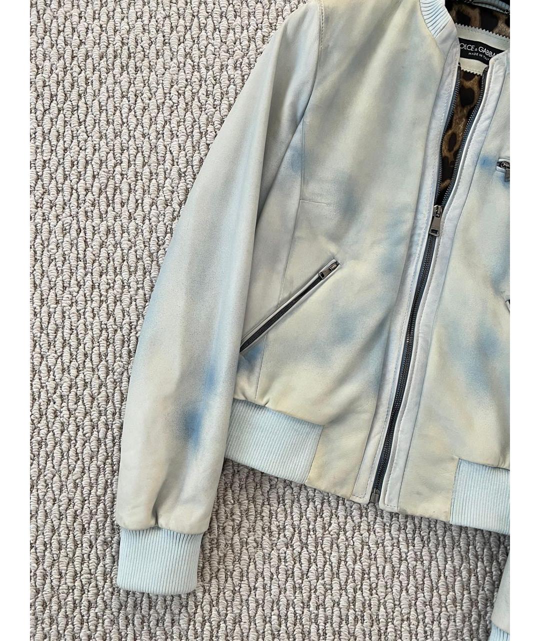 DOLCE&GABBANA Голубая кожаная куртка, фото 8