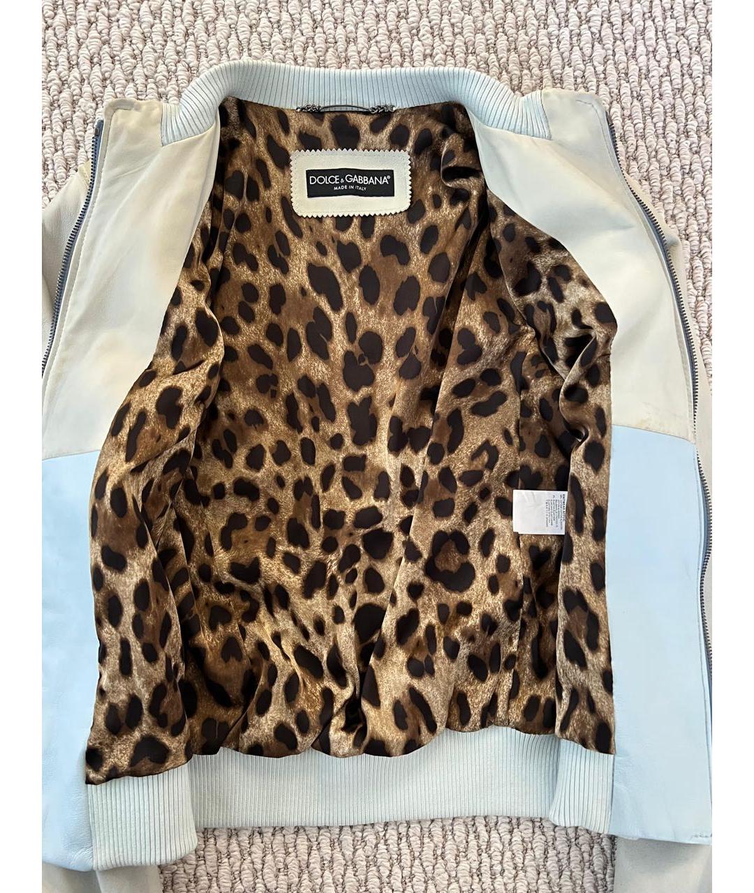 DOLCE&GABBANA Голубая кожаная куртка, фото 2