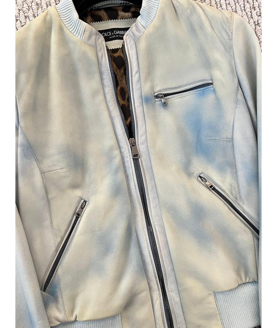 DOLCE&GABBANA Голубая кожаная куртка, фото 7
