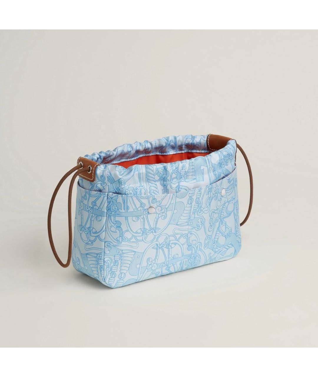 HERMES Голубая шелковая косметичка, фото 3