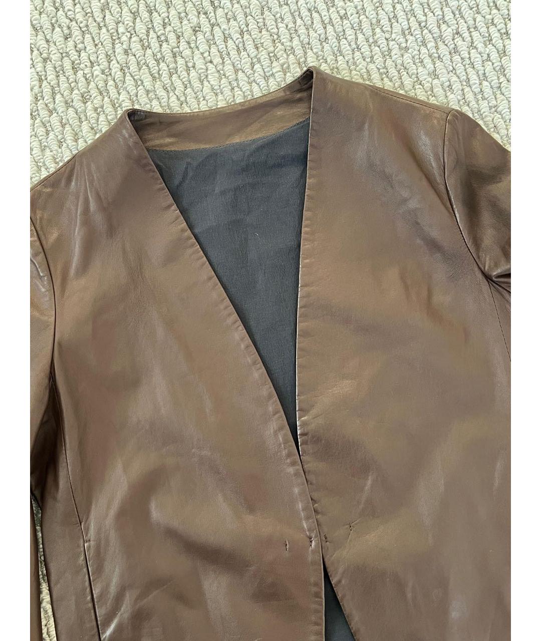 BRUNELLO CUCINELLI Коричневая кожаная куртка, фото 8