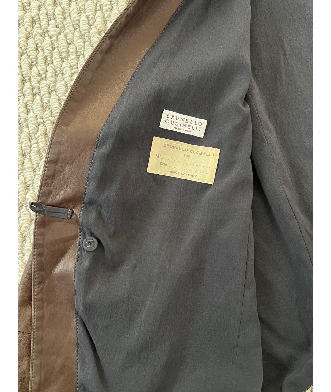 BRUNELLO CUCINELLI Коричневая кожаная куртка, фото 3
