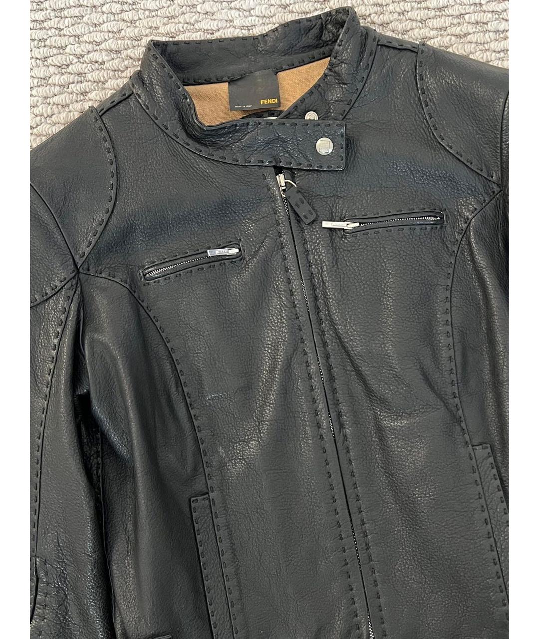 FENDI Черная кожаная куртка, фото 8