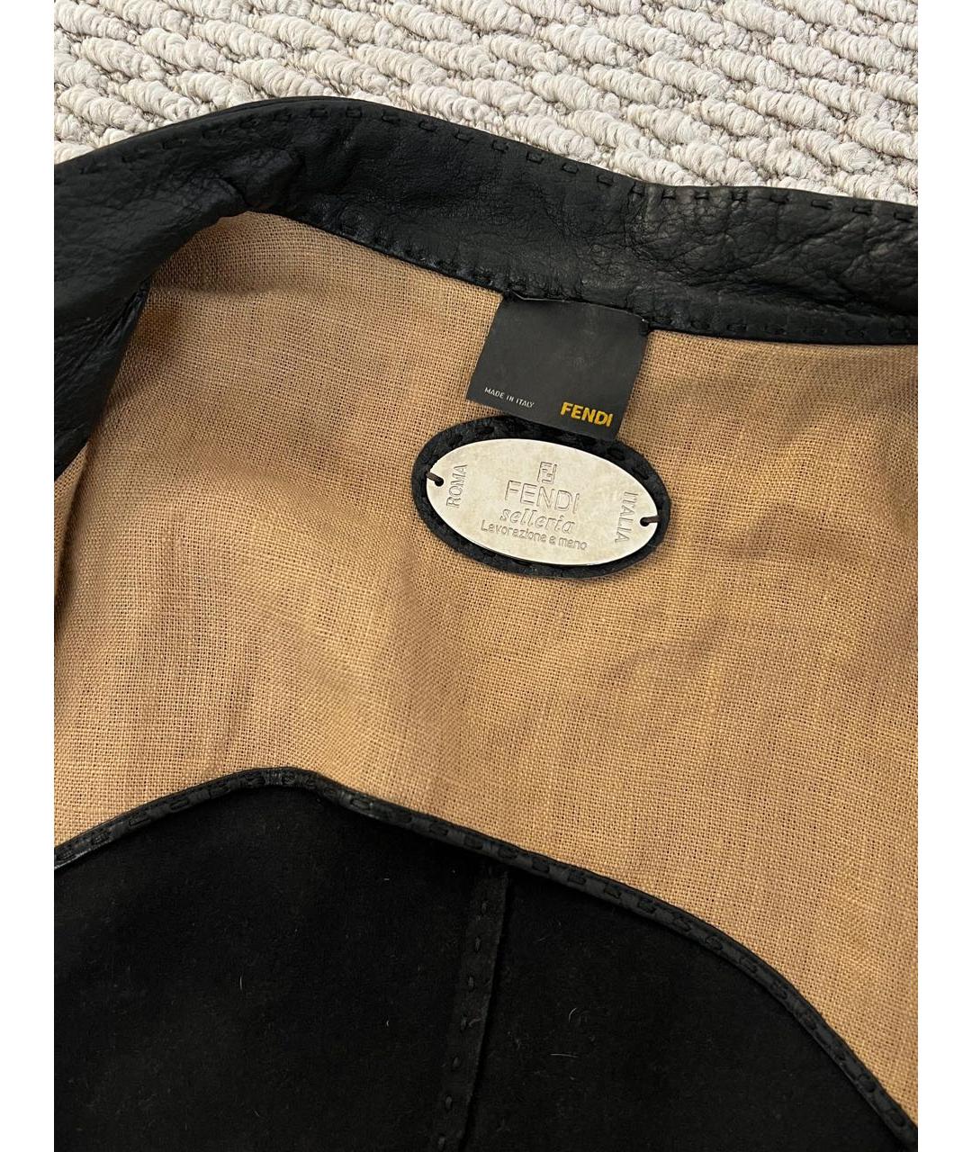 FENDI Черная кожаная куртка, фото 3