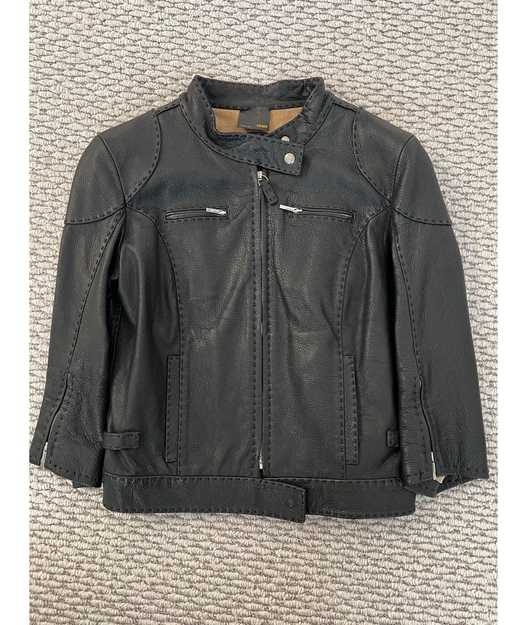 FENDI Черная кожаная куртка, фото 9