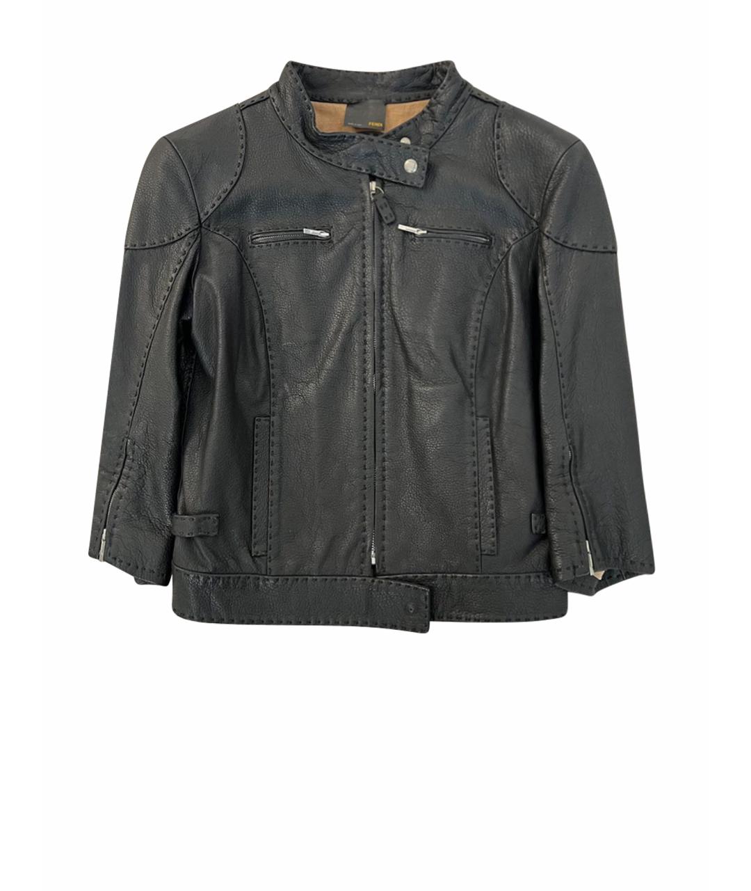 FENDI Черная кожаная куртка, фото 1