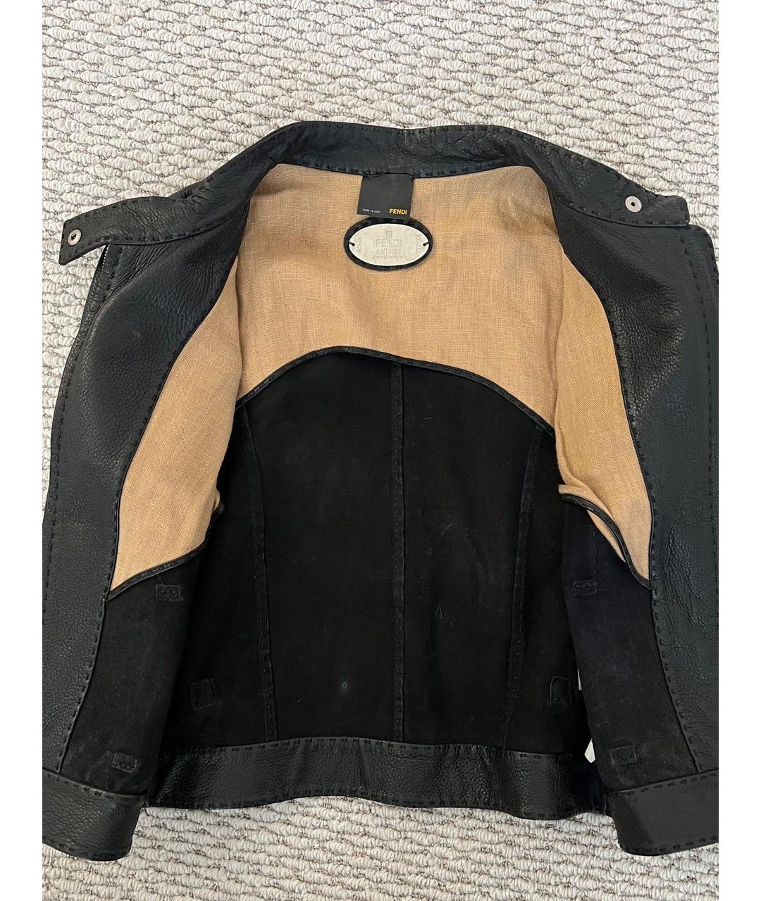 FENDI Черная кожаная куртка, фото 4