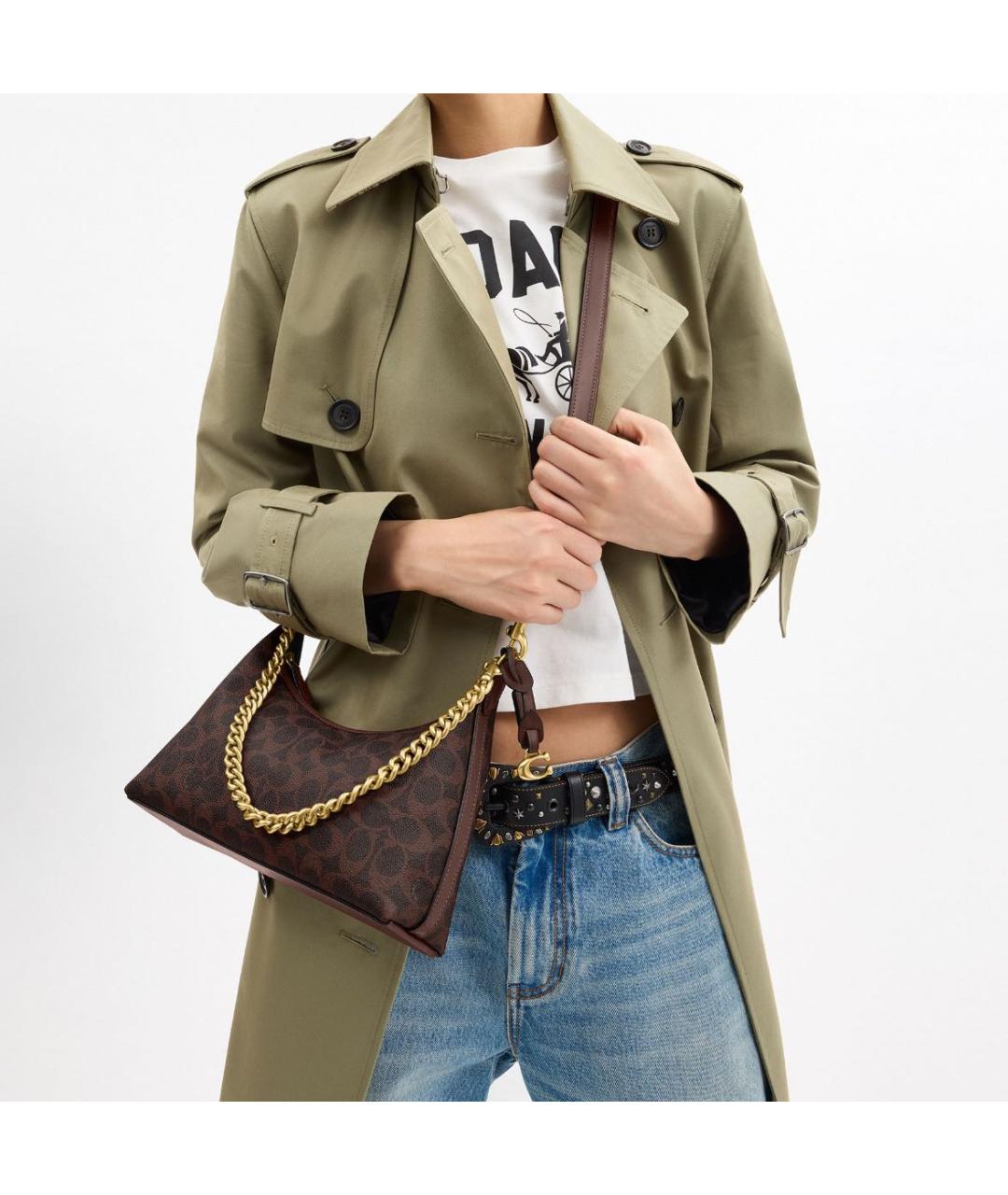 COACH Коричневая сумка через плечо, фото 5