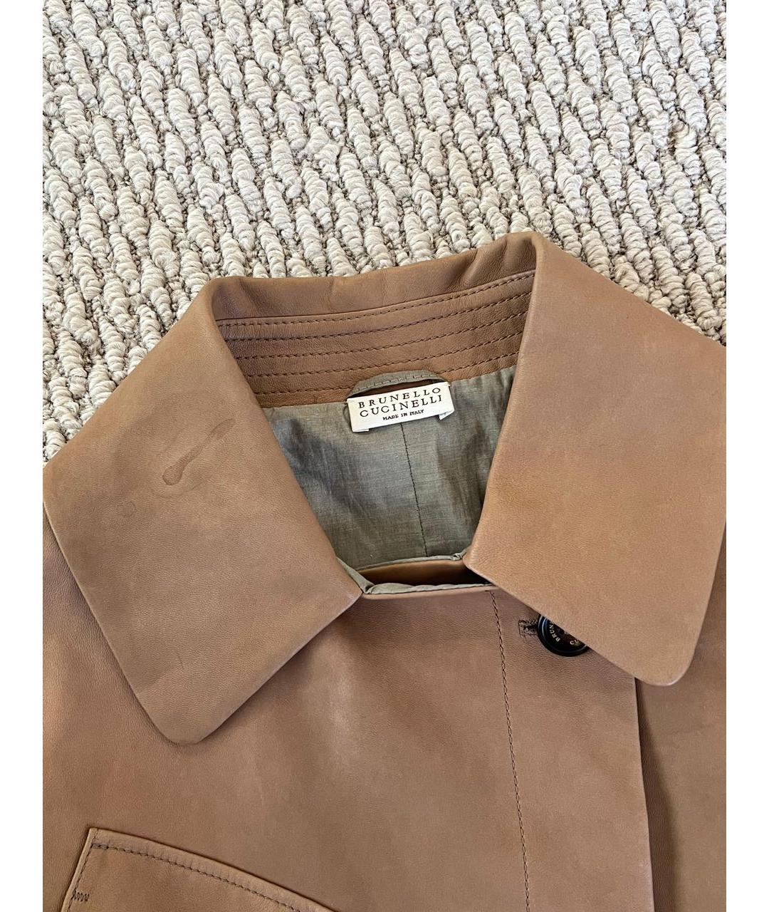 BRUNELLO CUCINELLI Коричневая кожаная куртка, фото 2